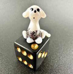 Dog Figurine, 101 Days of School Dalmation, Tiny Glass Animals, Miniature Glass Animals, Spotted Dog, Glass Dog Art Puppy