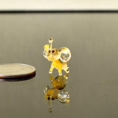 Handmade Glass Elephant | Tiny Good Luck Charm | Golden Desk Friend Gift
