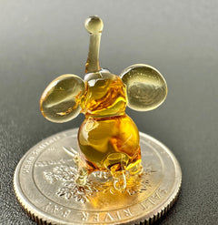 Handmade Glass Elephant | Tiny Good Luck Charm | Golden Desk Friend Gift