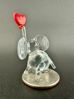 Handmade Glass Elephant Figurine With Heart, Elephant Figurine, Mothers Day Gifts, Blown Glass Animal, Cute Desk Decor, Elephant Gifts,