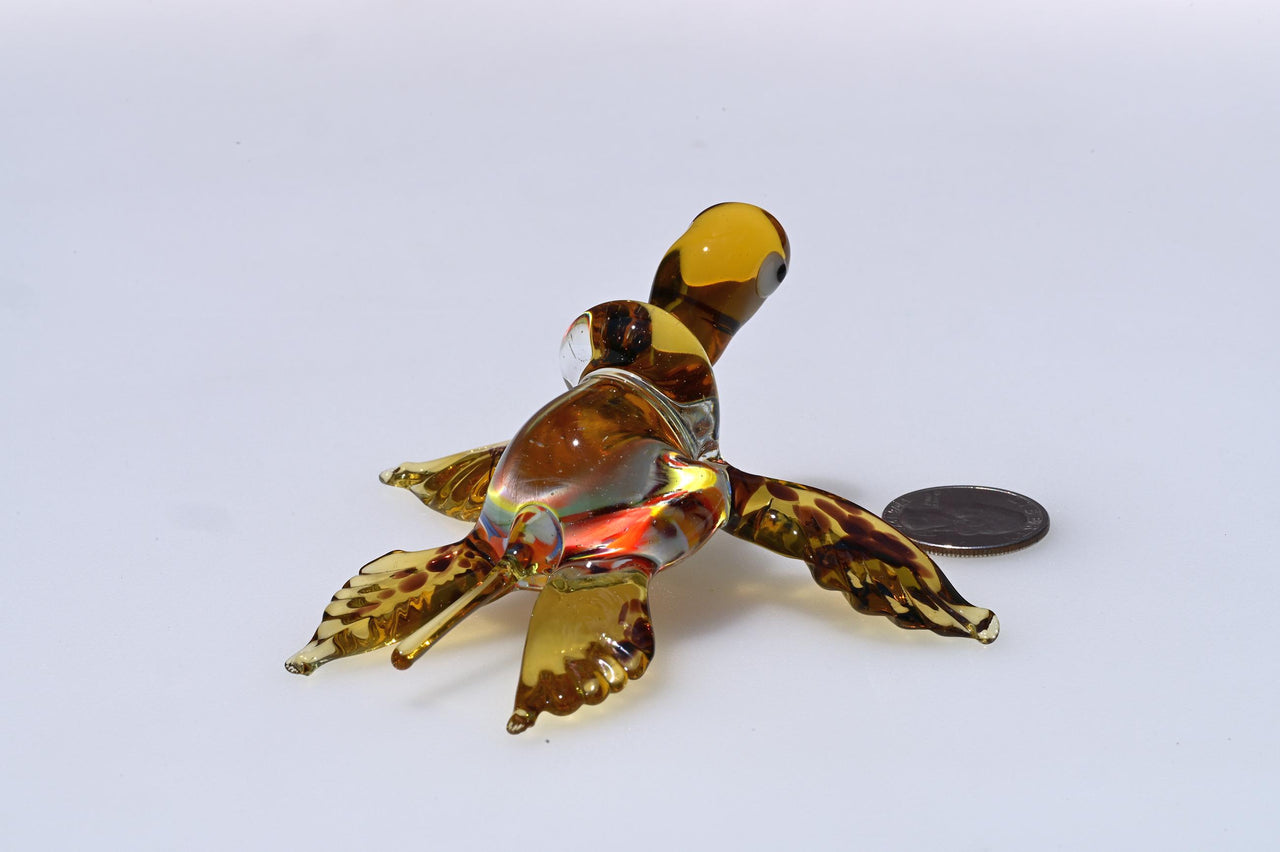 Hand-Blown Multicolor Glass Sea Turtle Figurine: Intricate Detail, 4-Inch