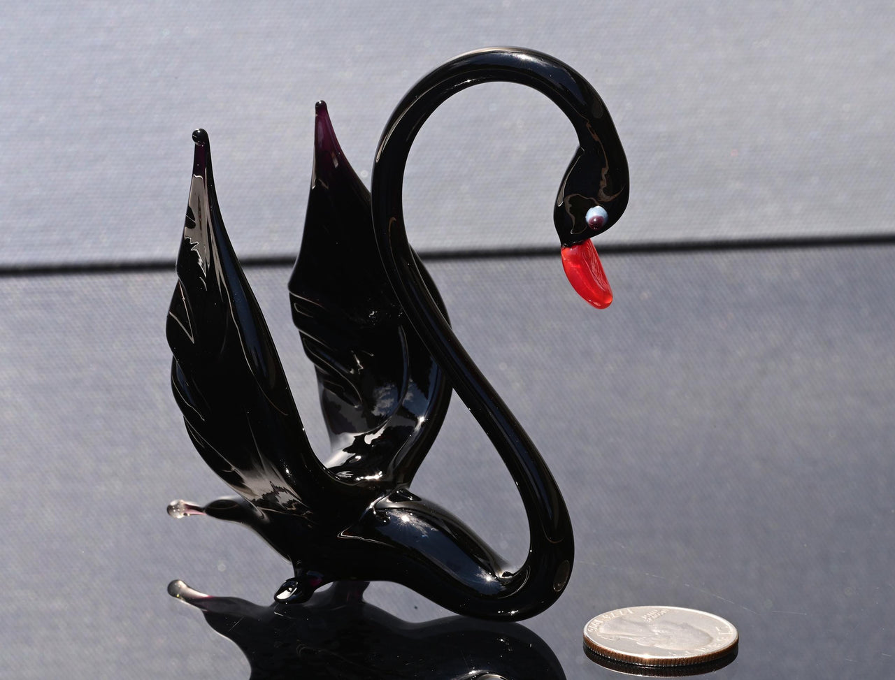 Black Swan, Swan Cake Topper, Swan Figurine, Glass Swan, Swan Gifts, Swan Decor, Tiny Glass Animals, Mini Glass Animals, Glass Figures