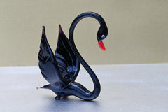 Black Swan, Swan Cake Topper, Swan Figurine, Glass Swan, Swan Gifts, Swan Decor, Tiny Glass Animals, Mini Glass Animals, Glass Figures