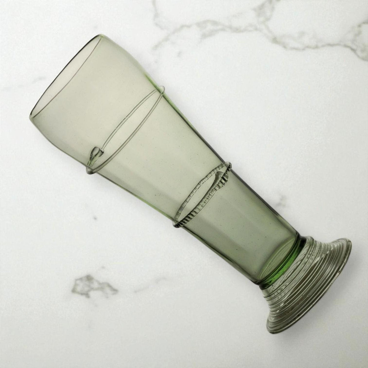 Handmade Forest Glass Tall Vase – č. 3 Sklenice – Elegant 24 cm Artisan Green Vase for Flowers.