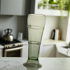 Handmade Forest Glass Tall Vase – č. 3 Sklenice – Elegant 24 cm Artisan Green Vase for Flowers.