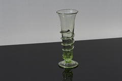 Handblown Green Glass Spiral Vase: Modern Art Glass Centerpiece