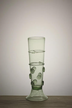Renaissance-Style Goblet, Hand-Blown Forest Glass, Luxury Barware, Studded Prunt Beaker.