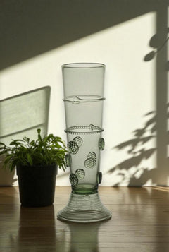 Renaissance-Style Goblet, Hand-Blown Forest Glass, Luxury Barware, Studded Prunt Beaker.