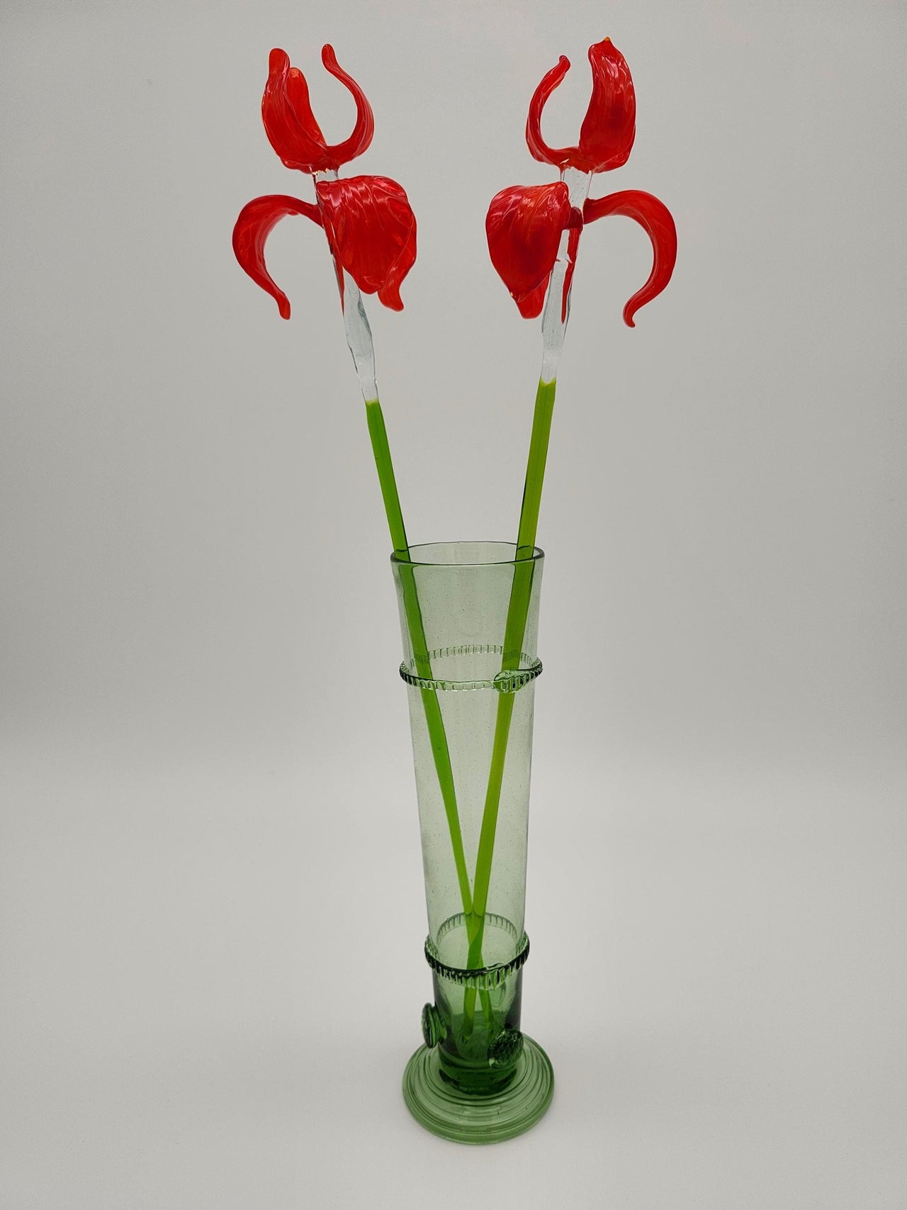 Red Glass Flowers, Glass Iris, Glass Flower Bouquet, Mothers Day Gifts, Spring Decor, Long Stem Glass Flowers, Desk Decor, Forever Flowers