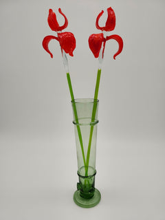 Red Glass Flowers, Glass Iris, Glass Flower Bouquet, Mothers Day Gifts, Spring Decor, Long Stem Glass Flowers, Desk Decor, Forever Flowers