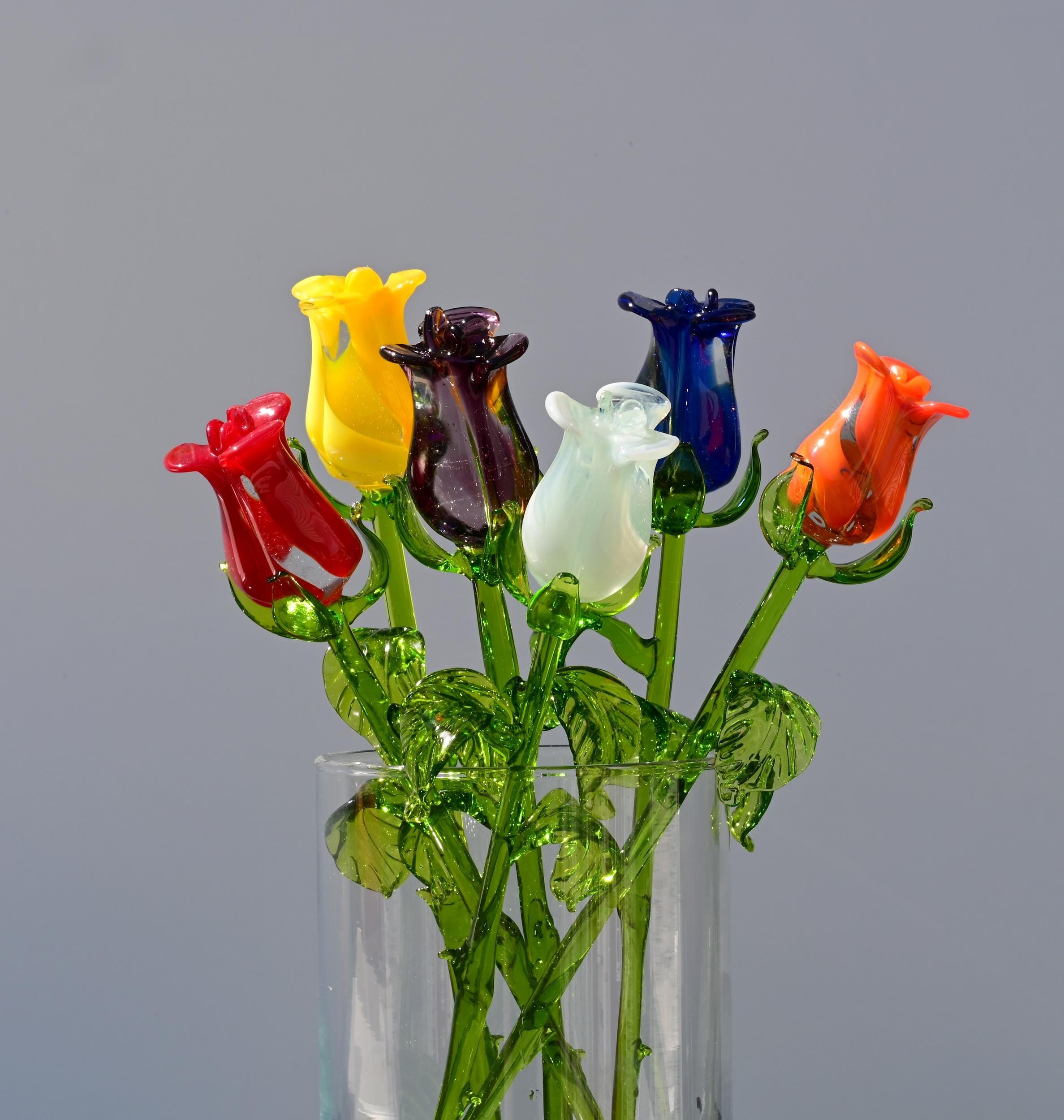 Glass Roses - Glass Flower Bouquet - Handmade Glass Flowers - Blown Glass Flowers - Glass Roses - Mothers Day Gifts for Mom
