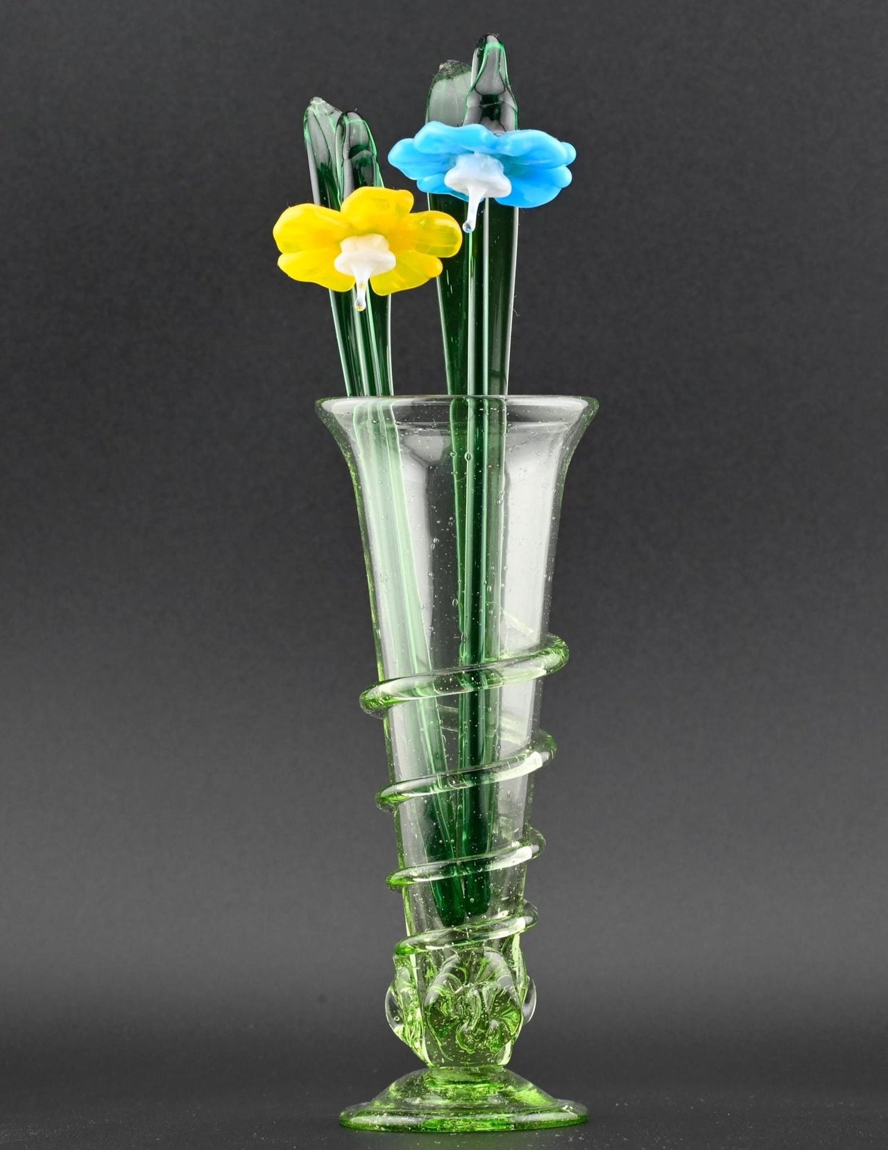 Handblown Glass Vase with Flowers Set –  Artisan Piece | Ultra Limited Forever Gift & Home Décor