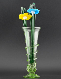 Handblown Glass Vase with Flowers Set –  Artisan Piece | Ultra Limited Forever Gift & Home Décor