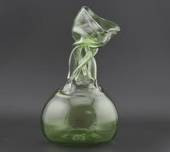 Handblown Green Glass Art Vase | Sculptural Bohemian Decor | Unique Collectible Artisan Glass Statement Piece