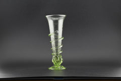 Handblown Green Glass Spiral Vase: Modern Art Glass Centerpiece
