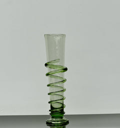 Hand-Blown Glass Daisy Vase: Light Green Art Glass Decor