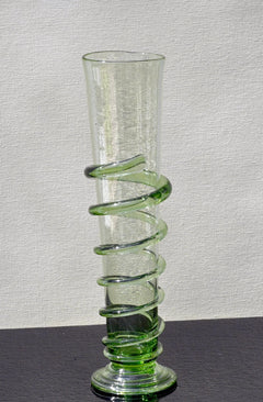 Hand-Blown Glass Daisy Vase: Light Green Art Glass Decor