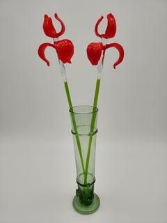 Handblown Red Glass Iris Bouquet: Renaissance vase