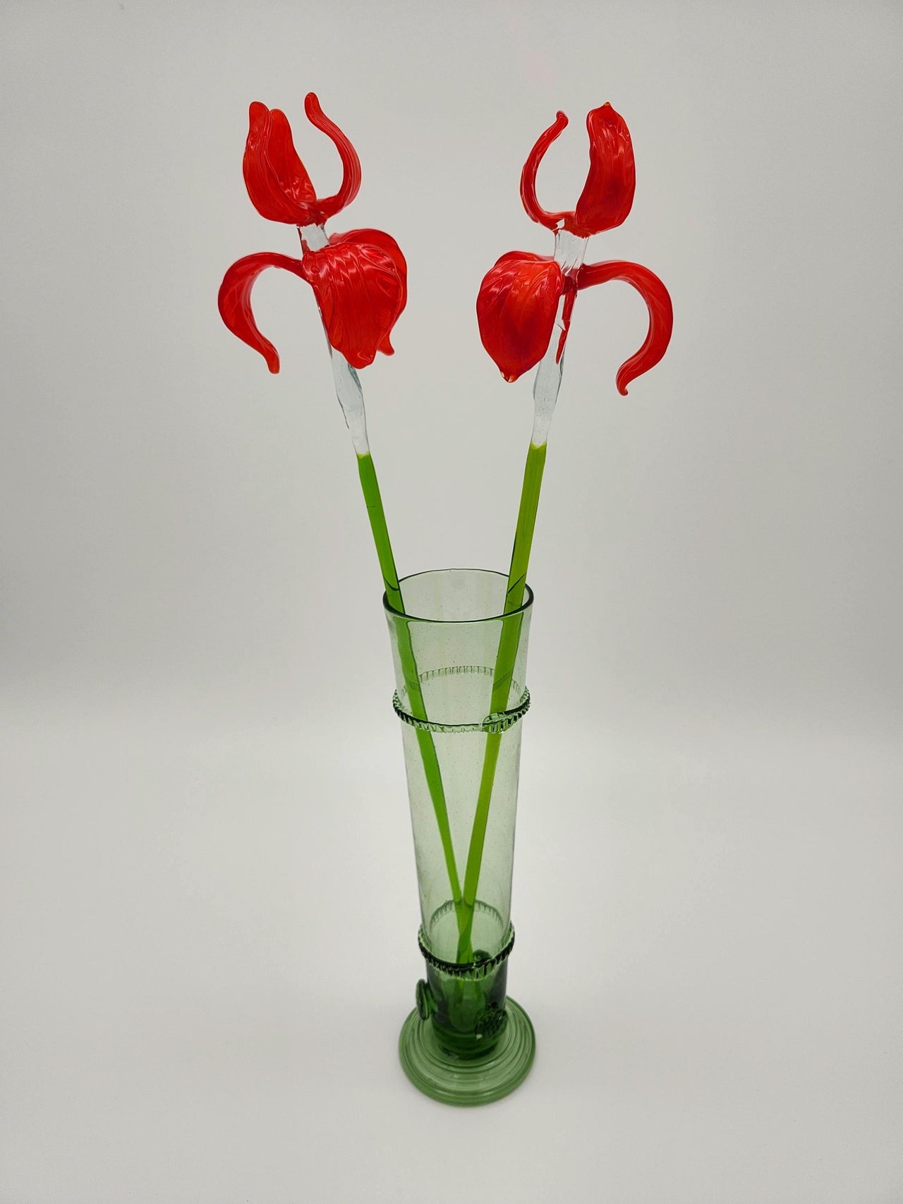 Handblown Red Glass Iris Bouquet: Renaissance vase