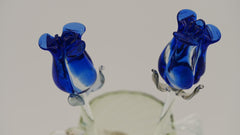 Handblown Glass Vase with 3 Flowers Set – Artisan Piece | Limited Forever Gift & Home Décor