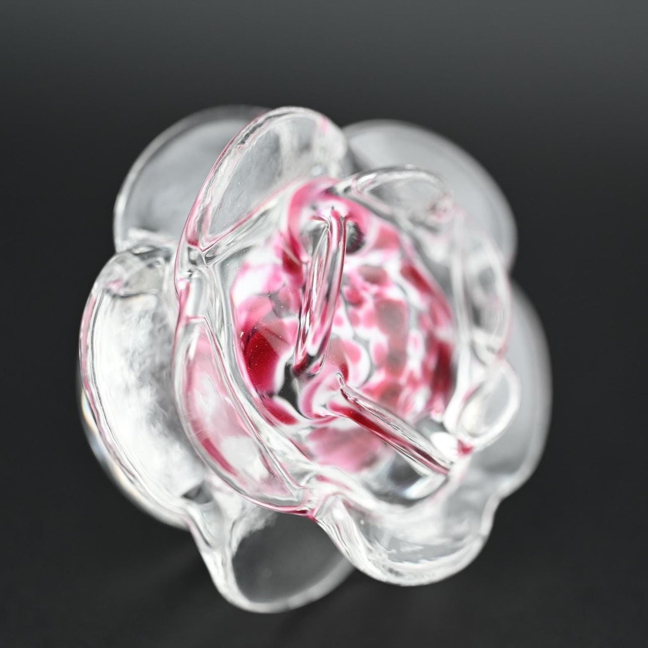 Handblown Glass Rose Sculpture: Artisan Floral Decor, Unique Keepsake