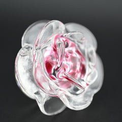 Handblown Glass Rose Sculpture: Artisan Floral Decor, Unique Keepsake