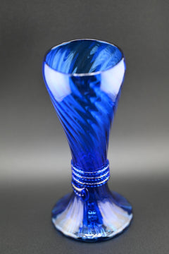 Handblown Cobalt Blue Glass Vase: Elegant Twisted Design