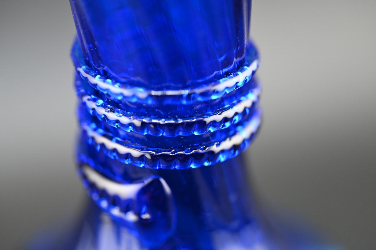 Handblown Cobalt Blue Glass Vase: Elegant Twisted Design