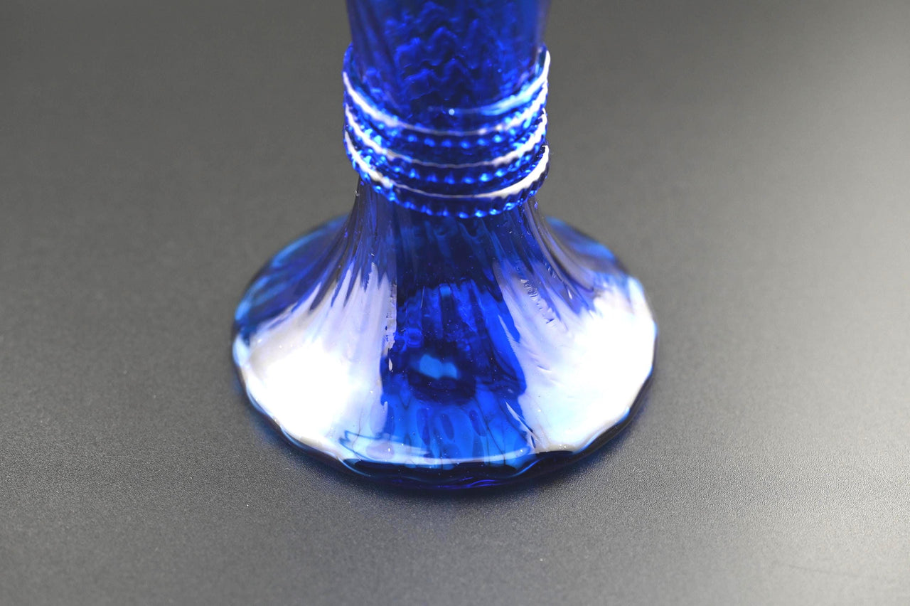 Handblown Cobalt Blue Glass Vase: Elegant Twisted Design