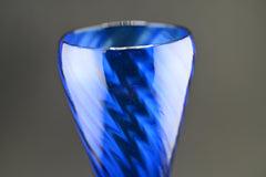 Handblown Cobalt Blue Glass Vase: Elegant Twisted Design