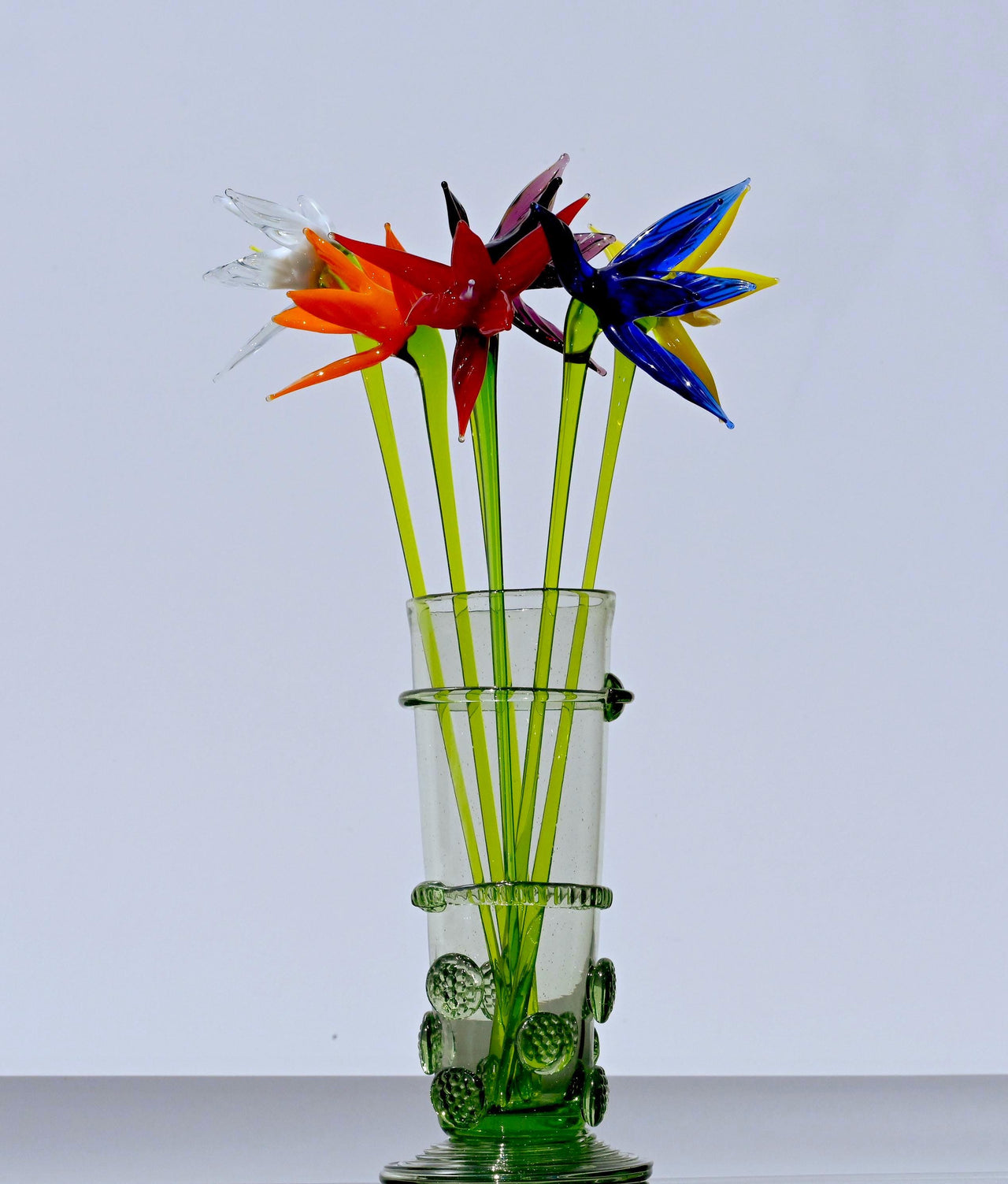 Handmade Glass Bird of Paradise Bouquet: Colorful Floral Sculpture