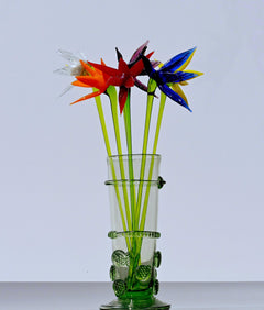 Handmade Glass Bird of Paradise Bouquet: Colorful Floral Sculpture