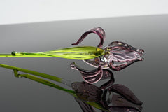 Handblown Amethyst Glass Flower: Elegant Floral Home Decor