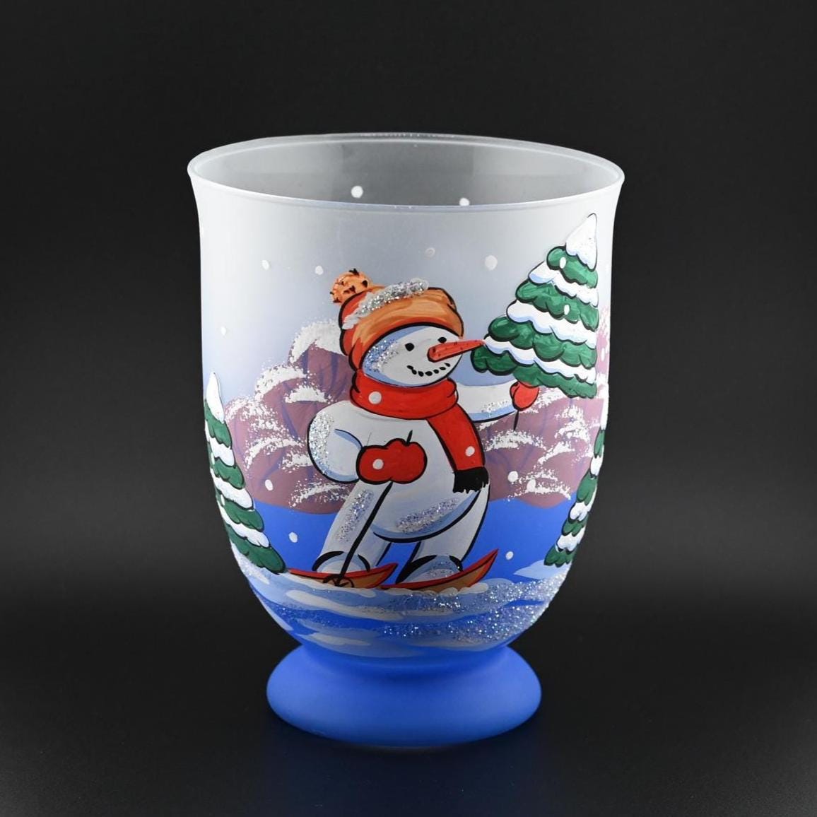 Christmas Vase Set: Handblown Frosted Glass Decor