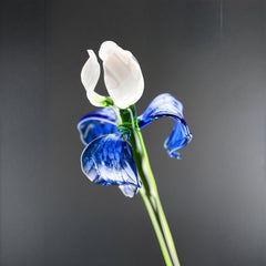 Glass Flowers in Vase - Glass Flowers and Vase - Glass Flower Bouquet 17.5 inches - Glass Flower Bouquet - Glass Iris Home Decor