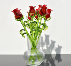 Red Glass Rose Flower – Eternal Rose Bouquet – Hand Blown Art Sculpture – Forever Rose – 13” Long Stem Collectible Gift – Mothers Day Gifts
