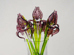 Handblown Amethyst Glass Flower: Elegant Floral Home Decor