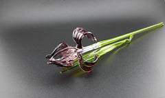 Handblown Amethyst Glass Flower: Elegant Floral Home Decor