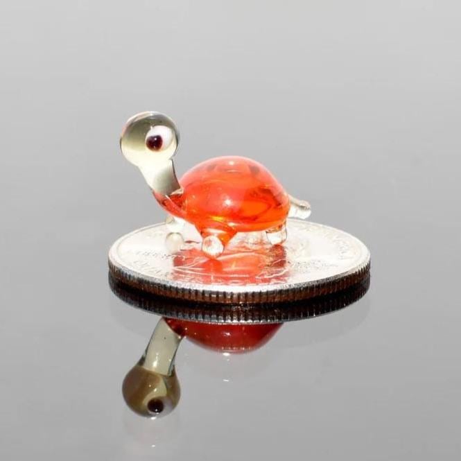 Tiny Glass Animals - Glass Turtle Figurines - Turtle Gift - Blown Miniature Glass Animals - Small Glass Turtle Decor