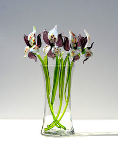 Purple Glass Orchid Flower, Purple Glass Flowers Easter Gift - Handblown Glass Orchid Stem – Gift for Mothers Day & Anniversaries