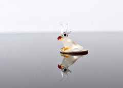 Handmade Glass Cockatoo Figurine: Whimsical Miniature Parrot Sculpture