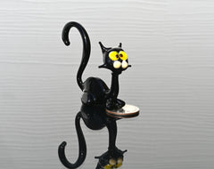 Black Cat Gifts, Black Cat Figurine, Black Cat Decor, Black Cat Art, Black Cat Statue, Glass Cat, Cat Figure, Glass Sculpture, Glass Animals