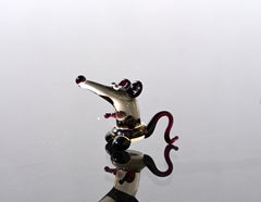 Lampwork Glass Rat Miniature: Tiny Grey Figurine, Whimsical Gift