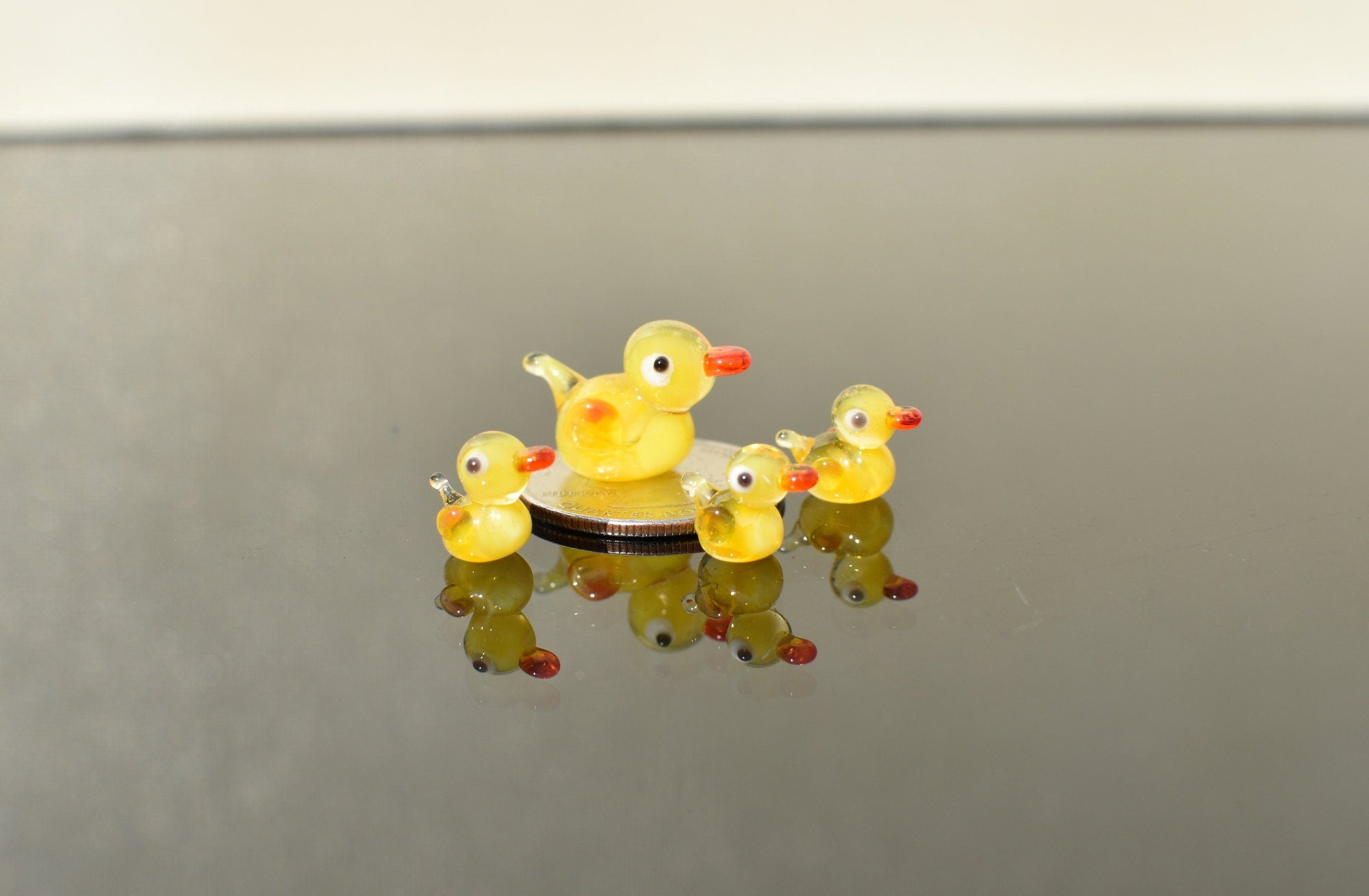 Tiny Glass Ducks, Mini Ducks, Duck Nursery Decor, Duck Family Set, Glass Duck, Tiny Glass Animals, Duck Gift, Baby Shower Gift