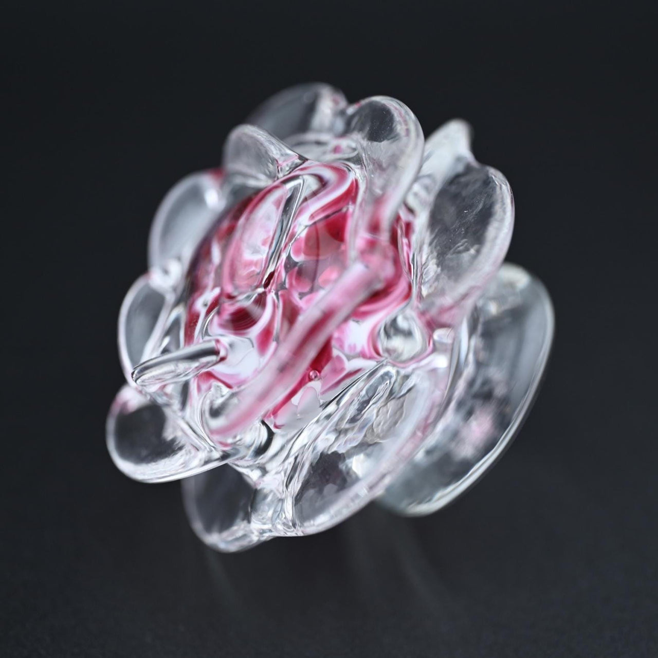 Handblown Glass Rose Sculpture: Artisan Floral Decor, Unique Keepsake