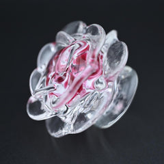 Handblown Glass Rose Sculpture: Artisan Floral Decor, Unique Keepsake