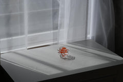 Handblown Glass Rose Sculpture: Artisan Orange Flower, Unique Art Gift