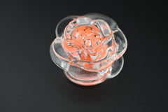 Handblown Glass Rose Sculpture: Artisan Orange Flower, Unique Art Gift