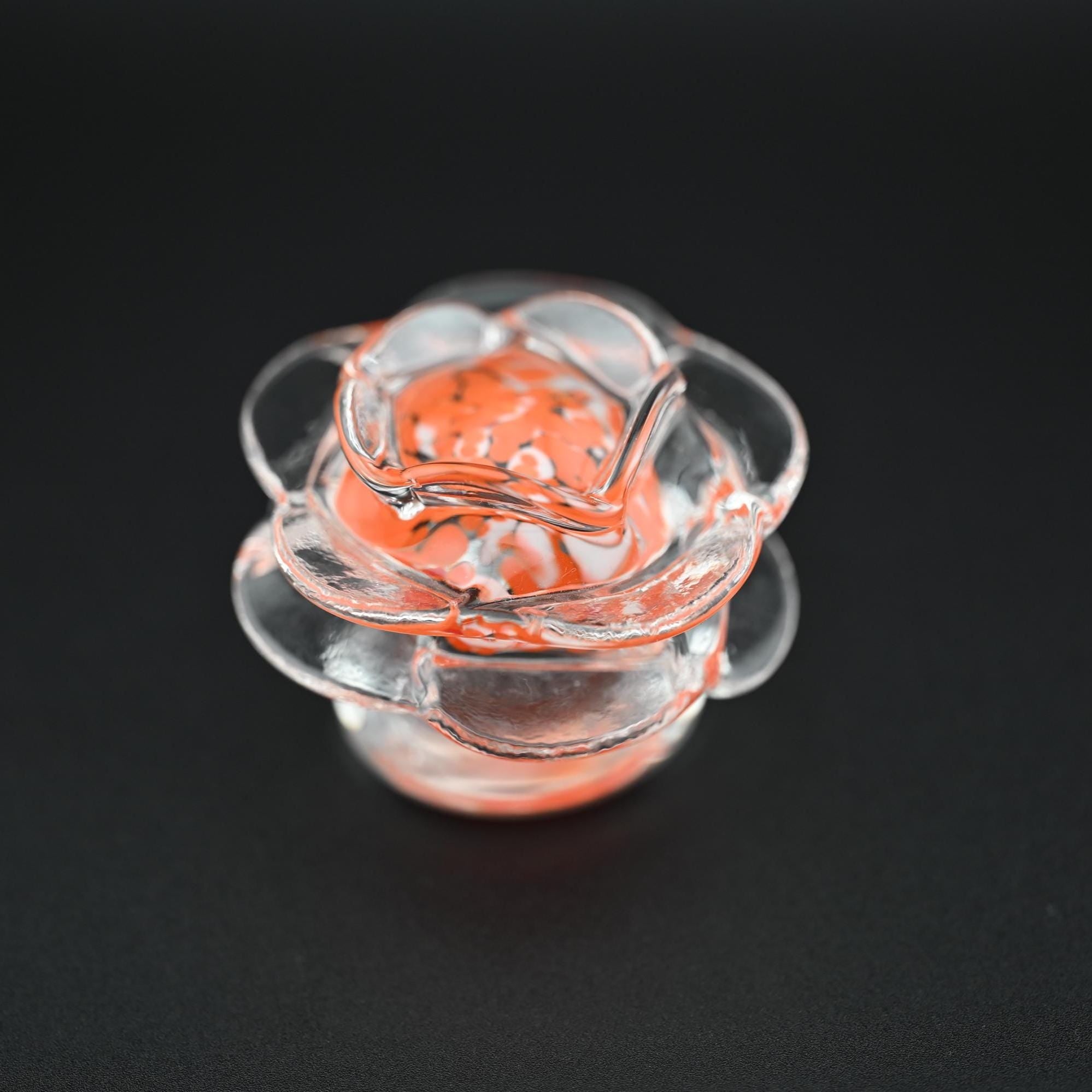 Handblown Glass Rose Sculpture: Artisan Orange Flower, Unique Art Gift