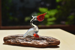 Handmade Glass Pelican Figurine: Whimsical Art Glass Sculpture
